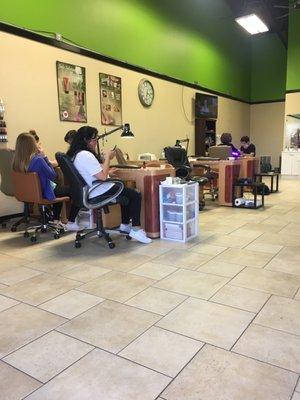 my friend finally getting her nail fixed at 3:37 after getting here at 1:20.