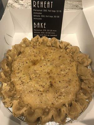 Large chicken pot pie with instructions. Great taste.