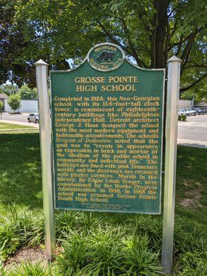 Grosse Pointe High School Historical Marker