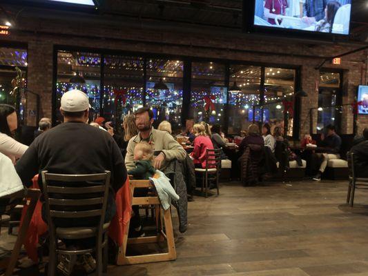 Packed dining room for their annual Pizza Nite with Santa, 12-10-2023.