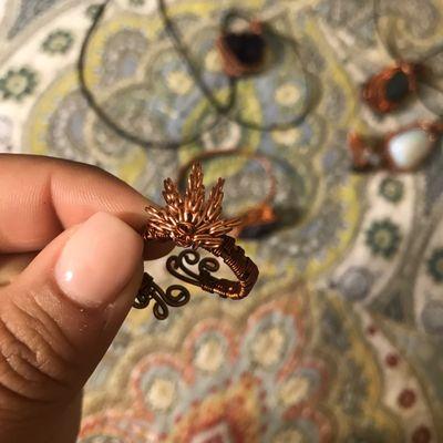 Custom copper weed leaf ring