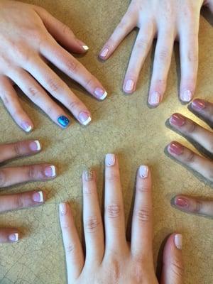 All of our nails together. Got it all done in one sitting with the ladies.