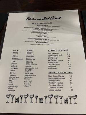 Cocktail menu.