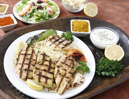 Shish Tawook - marinated chicken breast flame grilled