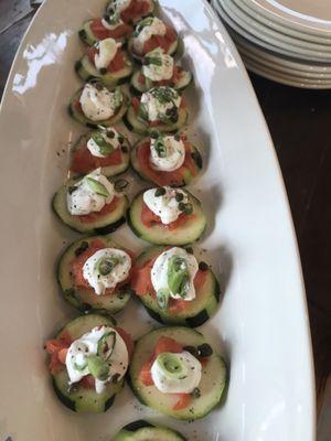 Cucumber salmon canapés