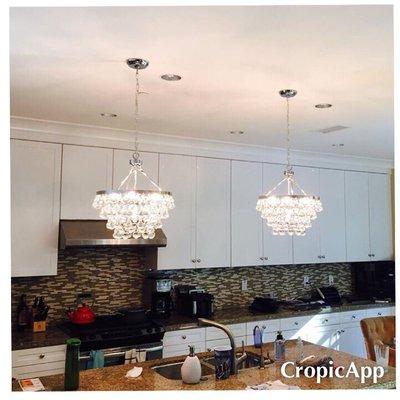 Remodeling kitchen with Beautiful chandeliers