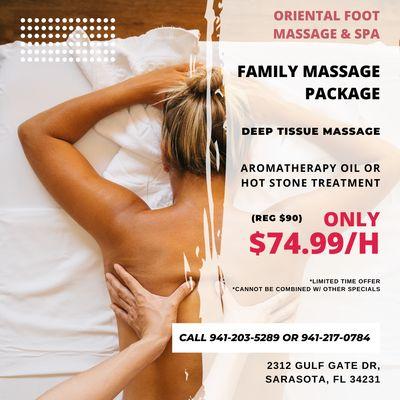 Oriental Foot Massage & Spa
 2312 Gulf Gate Dr, Sarasota, FL 34231
 Call us at 941-203-5289 or 941-217-0784