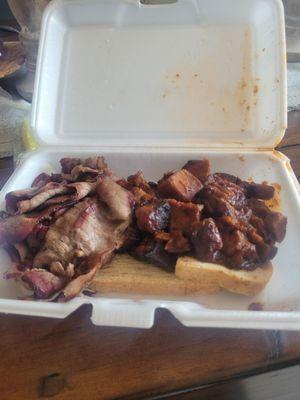 Siced beef and pork burnt ends 2 Meat Classic Plate