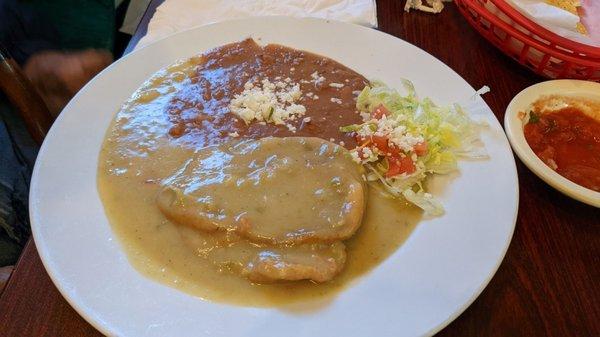 Chili relleno and beans