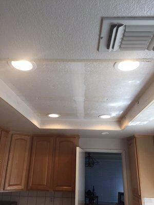 Kitchen box removal and replaced with high efficient LED can lighting. We do a ton of these!