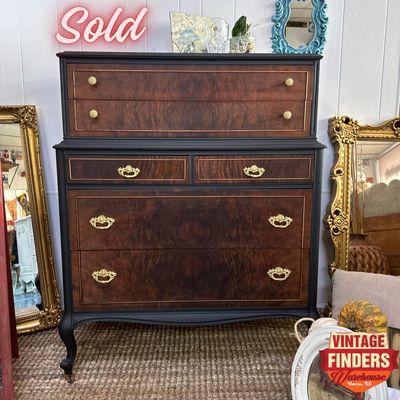 Antique Burl Walnut Dresser, refinished & painted to be like new