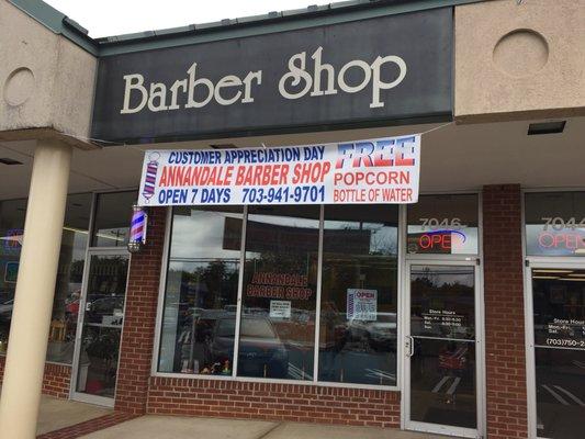 Exterior front of the barbershop