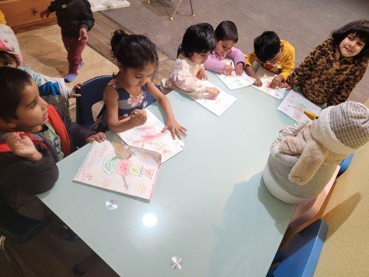 Yay Christmas is coming! ‍. My cutiepies are busy coloring their snowmen.