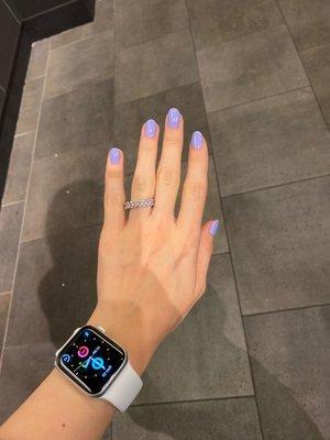 Lavender color nail polish and manicure