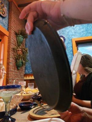 fajita plate being held by my wife.