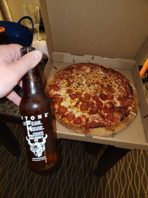 Pizza and beer.  :)