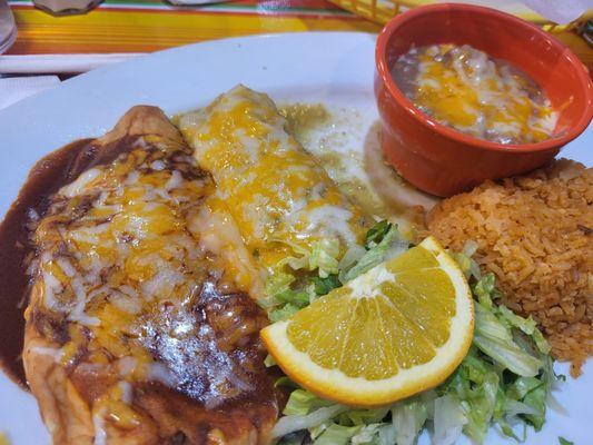 Green enchilada and chilli relleno