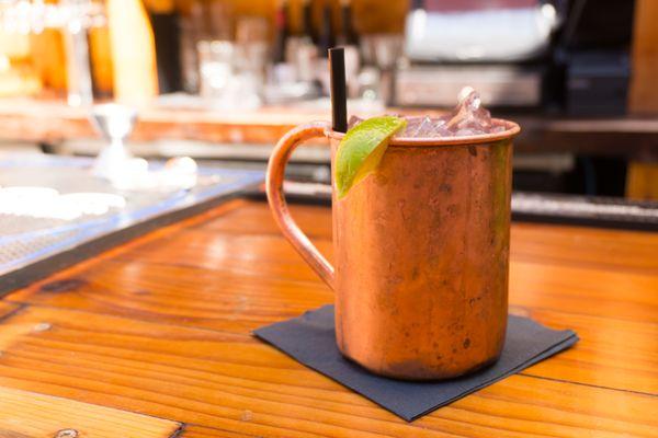 Moscow Mule on the patio at Amsterdam Lounge