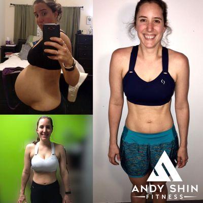 Cristina's progress after three months of training. Cristina had her first son and began training with Andy Shin Fitness in mid-April 2017.