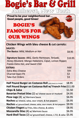 Bogies 2020 Fall Menu