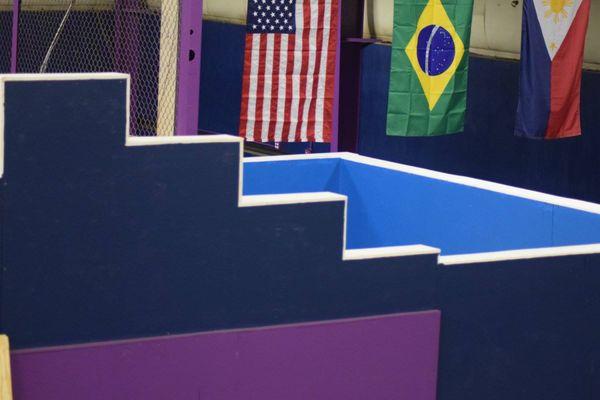 A view of our Martial Arts flags.  Parkour and Brazilian Jiu Jitsu in one place!