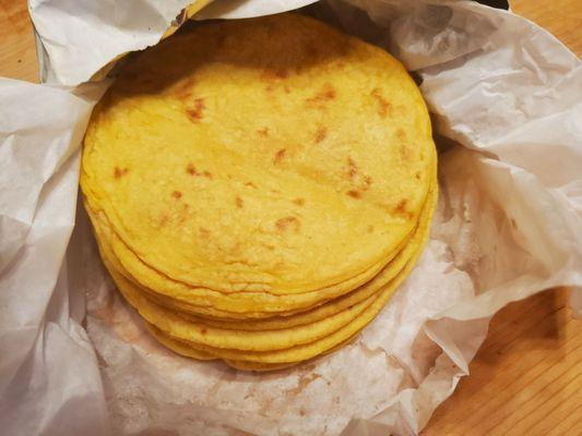 Homemade corn tortillas.. I got a dozen for at home..