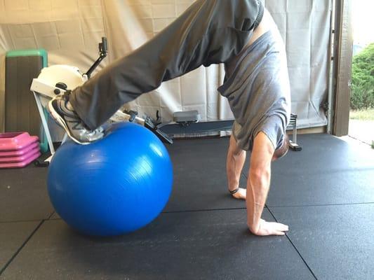 Core exercise stability ball pike can also be done with TRX