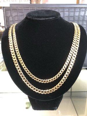 We carry an amazing selection of gold chains, Diamond cut Rope chains, Milano chains, Miami Cuban and much more