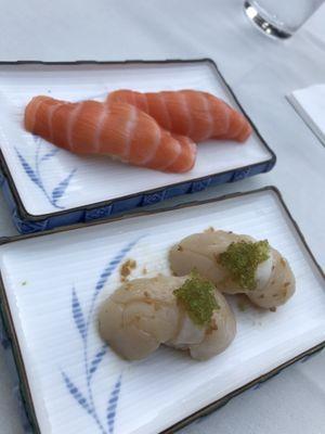 Scallop and salmon