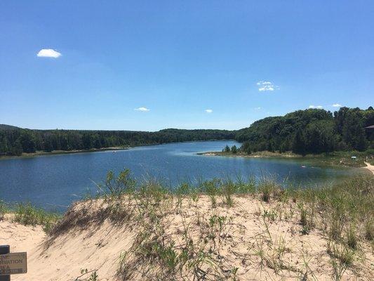 North Bar Lake view from the top of the dune