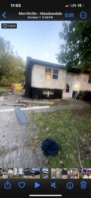 AFTER 2 MO OF WAITING...OCT 1, PAINTED BRICK AND DEMO EXISTING SIDING