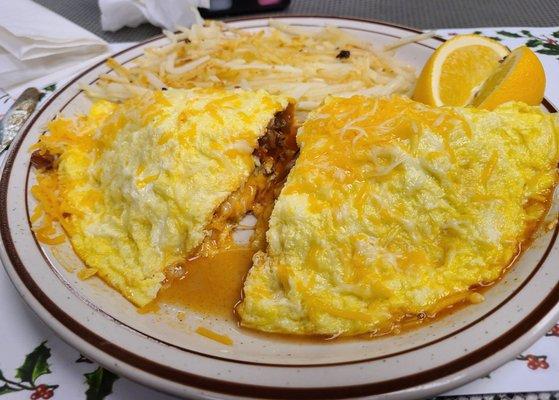 Massive and delicious Chili & Cheese Omelet!