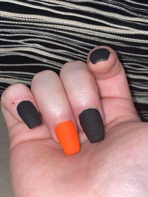 Not chunky, straight nails, shaped perfectly