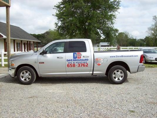 All of Dave Broussard AC & Heating Trucks are the same color and have the  same logos on every one.