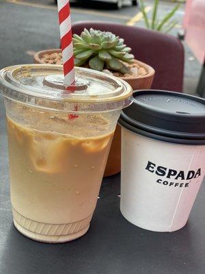 Iced horchata latte and Hot Chocolate