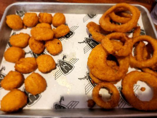 Corn nuggets and onion rings