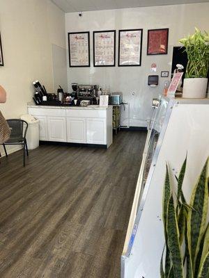 Clean area with coffee bar