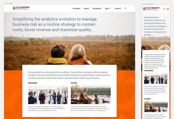 Custom desktop & mobile design for Gray Matter Analytics