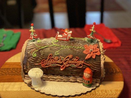 Chocolate Mousse Yule Log cake