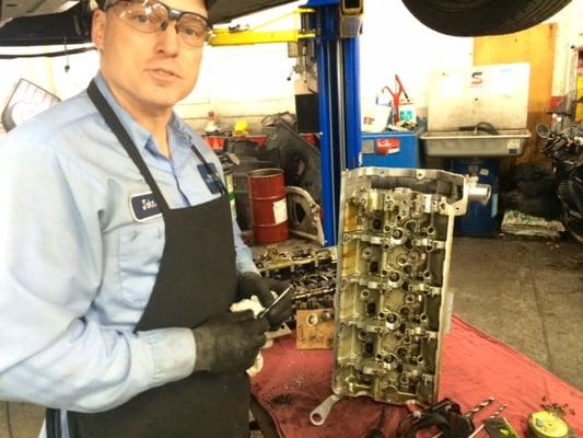 Palo Alto Bimmer tech John doing a valve job and carbon clean on a 645Ci.