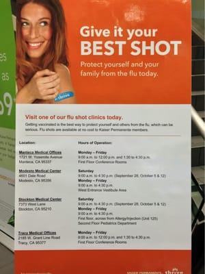 Fall 2013 Flu Shot Schedule