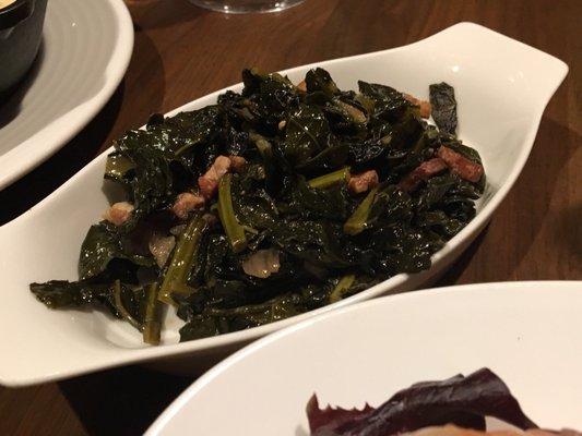 Braised greens with bacon