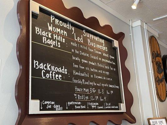 Bagel and coffee menu