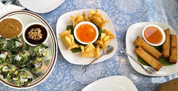 Appetizers Summer Roll, Krab Rangoon, Vegetarian Spring Rolls