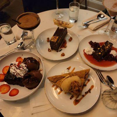 Left to right: Brownie Royale, Hazelnut Torte (?), The Blondie, Biscotti (?)