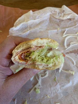 Italian hoagie but mostly a lettuce tasting sandwich