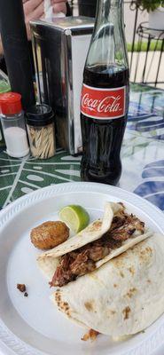 Pork quesadilla and Mexican Coke