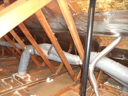 Insulation removal; air sealing in attic