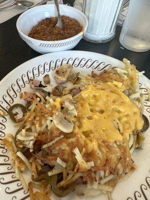 Fully loaded hashbrowns.