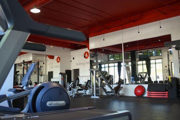 Well equipped and well maintained gym space.